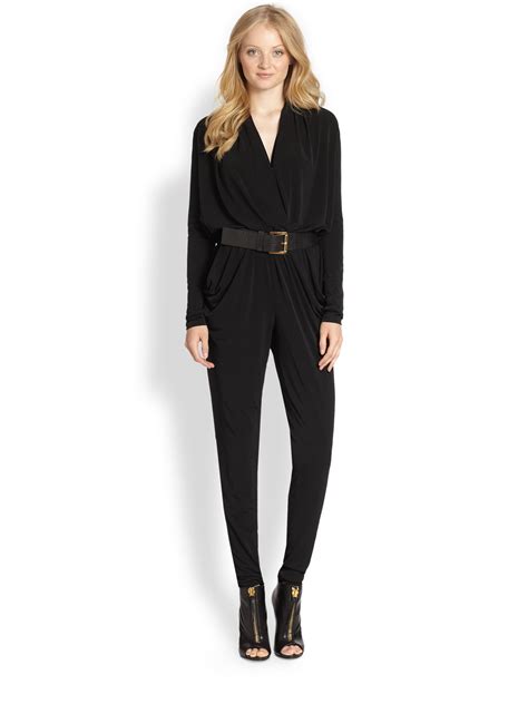 michael michael kors jessilyn belted surplice knit jumpsuit mens|saks mike Kors jumpsuit.